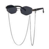 Retro Hexagon With Chain Sunglasses - SunsetFashionLA