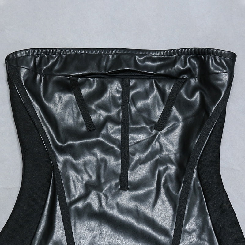 Rylee Vegan Leather Bandage Dress with a Cut Out - SunsetFashionLA