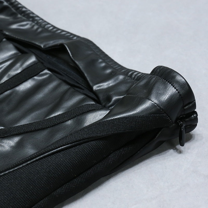 Rylee Vegan Leather Bandage Dress with a Cut Out - SunsetFashionLA