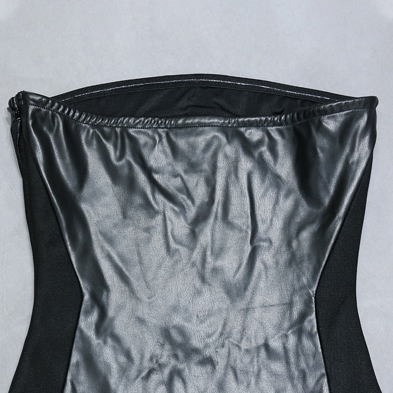 Rylee Vegan Leather Bandage Dress with a Cut Out - SunsetFashionLA