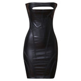 Rylee Vegan Leather Bandage Dress with a Cut Out - SunsetFashionLA