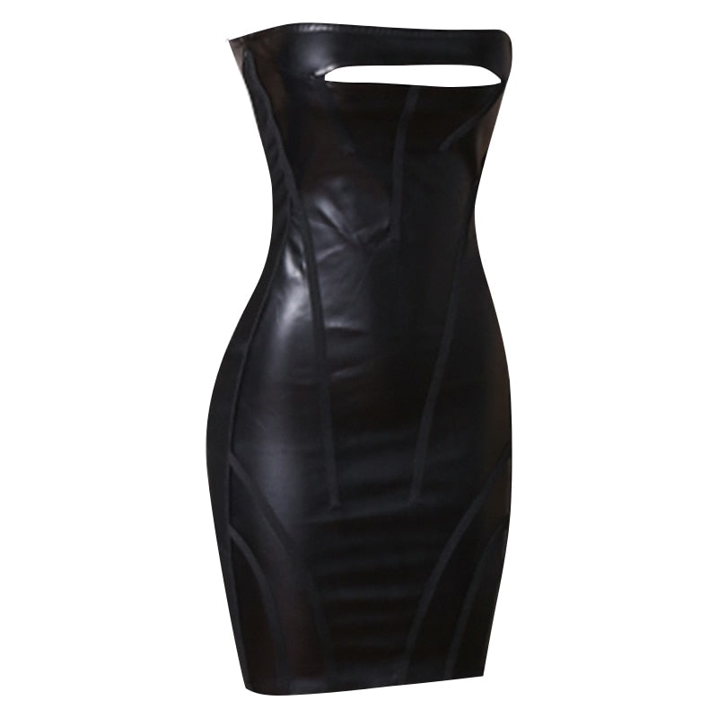 Rylee Vegan Leather Bandage Dress with a Cut Out - SunsetFashionLA