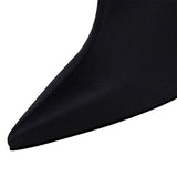 Satin Stretch Stiletto Heel Ankle Boots - SunsetFashionLA