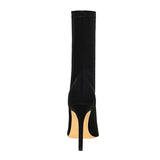 Satin Stretch Stiletto Heel Ankle Boots - SunsetFashionLA