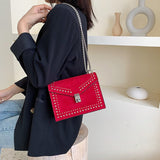 Scrub Leather Chain Crossbody Bag - SunsetFashionLA