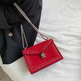 Scrub Leather Chain Crossbody Bag - SunsetFashionLA