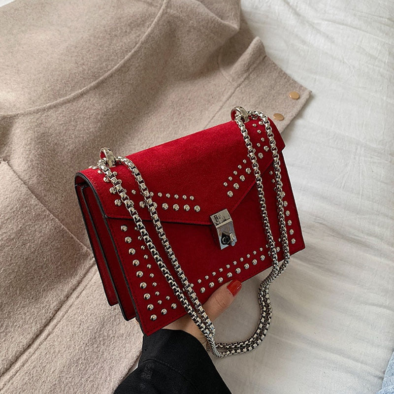 Scrub Leather Chain Crossbody Bag - SunsetFashionLA