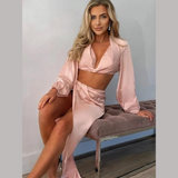 Sidney Satin Two Piece Set - SunsetFashionLA
