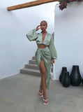 Sidney Satin Two Piece Set - SunsetFashionLA