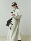 Single Breasted Ivory Trench Coat - SunsetFashionLA