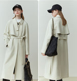 Single Breasted Ivory Trench Coat - SunsetFashionLA