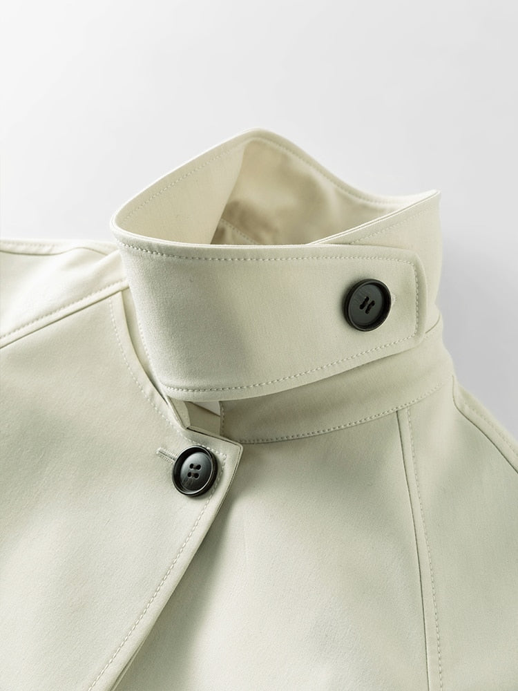 Single Breasted Ivory Trench Coat - SunsetFashionLA