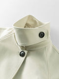 Single Breasted Ivory Trench Coat - SunsetFashionLA