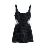 Slim Pearl Cut Out Mini Dress - SunsetFashionLA