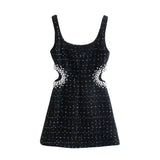 Slim Pearl Cut Out Mini Dress - SunsetFashionLA