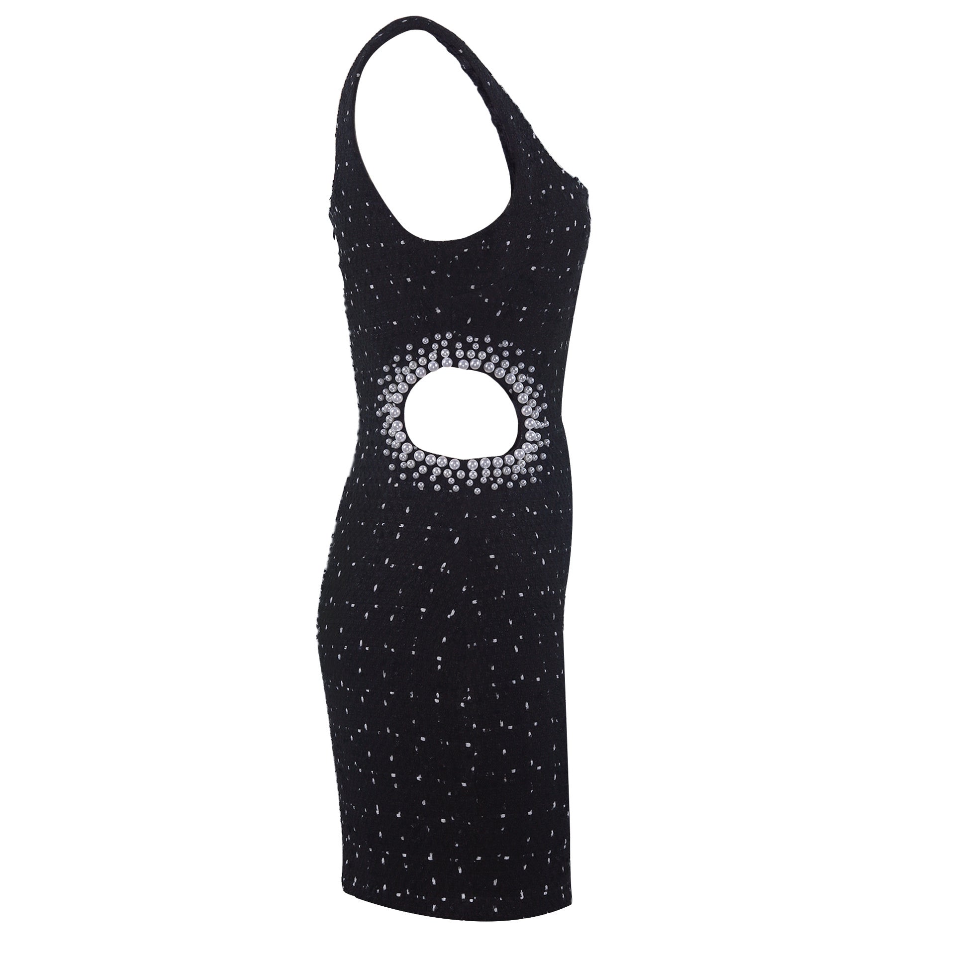 Slim Pearl Cut Out Mini Dress - SunsetFashionLA