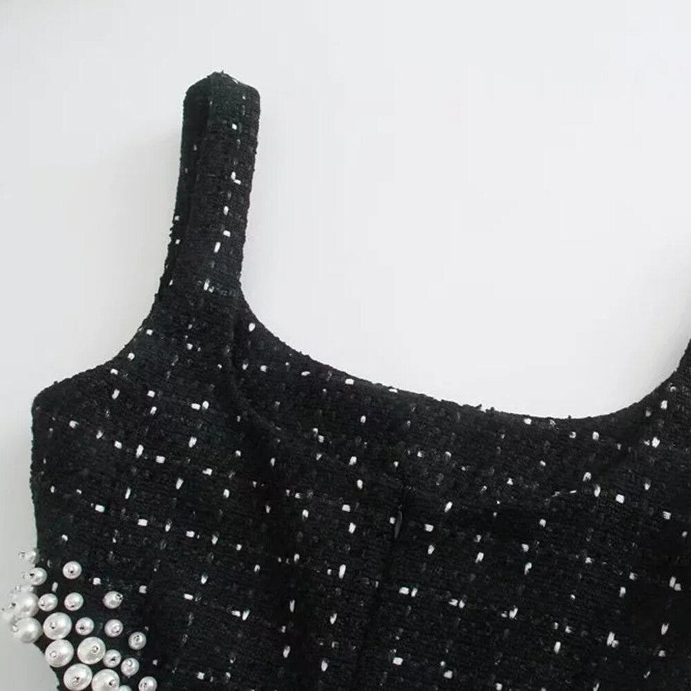 Slim Pearl Cut Out Mini Dress - SunsetFashionLA