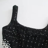 Slim Pearl Cut Out Mini Dress - SunsetFashionLA