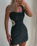 Slim Pearl Cut Out Mini Dress - SunsetFashionLA