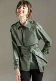 Soft Faux Leather Belted Jacket - SunsetFashionLA