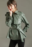 Soft Faux Leather Belted Jacket - SunsetFashionLA