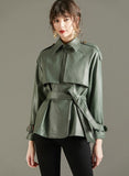 Soft Faux Leather Belted Jacket