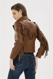 Soft Vegan Leather Jacket with Tassels - SunsetFashionLA