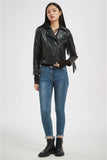 Soft Vegan Leather Jacket with Tassels - SunsetFashionLA