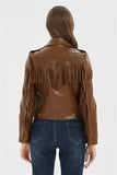 Soft Vegan Leather Jacket with Tassels - SunsetFashionLA