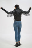 Soft Vegan Leather Jacket with Tassels - SunsetFashionLA