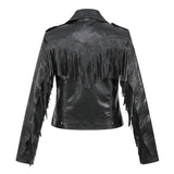 Soft Vegan Leather Jacket with Tassels - SunsetFashionLA