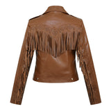 Soft Vegan Leather Jacket with Tassels - SunsetFashionLA