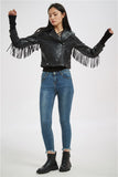 Soft Vegan Leather Jacket with Tassels - SunsetFashionLA