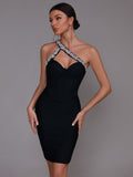 Sonia One Shoulder Rhinestone Bandage Dress - SunsetFashionLA