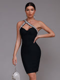 Sonia One Shoulder Rhinestone Bandage Dress - SunsetFashionLA