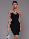 Sonia One Shoulder Rhinestone Bandage Dress - SunsetFashionLA