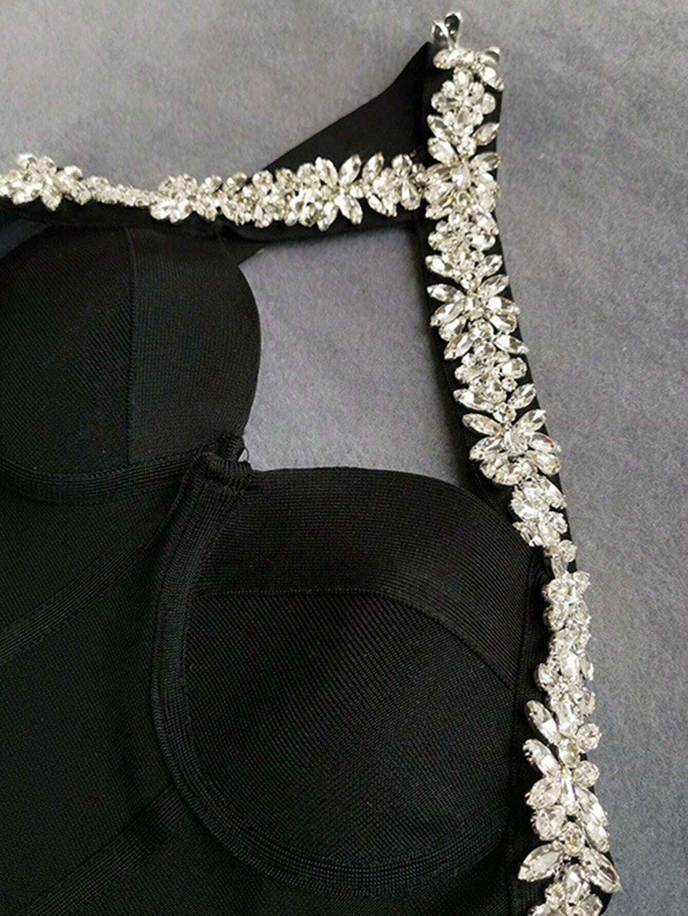 Sonia One Shoulder Rhinestone Bandage Dress - SunsetFashionLA