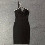 Sonia One Shoulder Rhinestone Bandage Dress - SunsetFashionLA