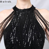 Statement Maker Halter Sequin Gown Dress - SunsetFashionLA