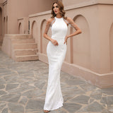 Statement Maker Halter Sequin Gown Dress - SunsetFashionLA