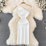 Steph Knit One Shoulder Dress - SunsetFashionLA