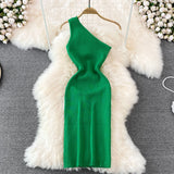 Steph Knit One Shoulder Dress - SunsetFashionLA