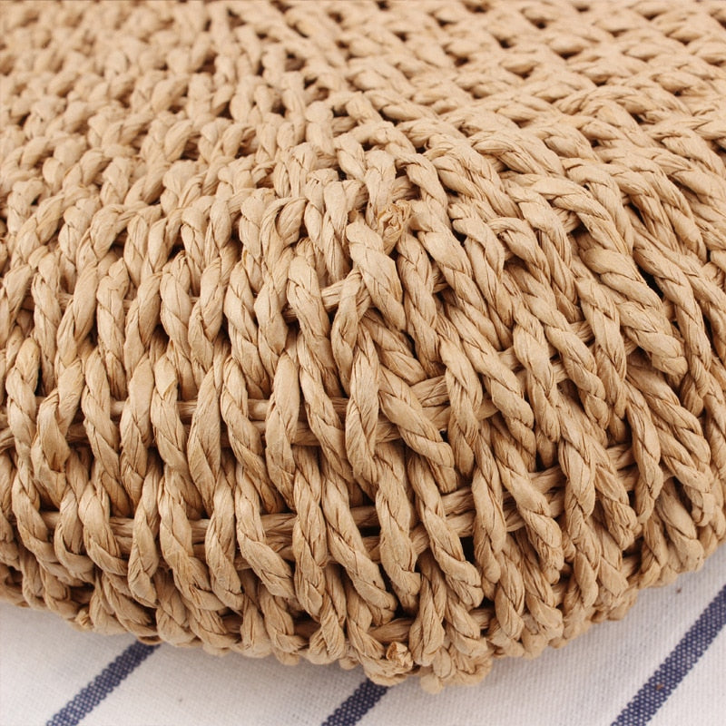 Straw Summer Bag with Round Handle and a Strap - SunsetFashionLA