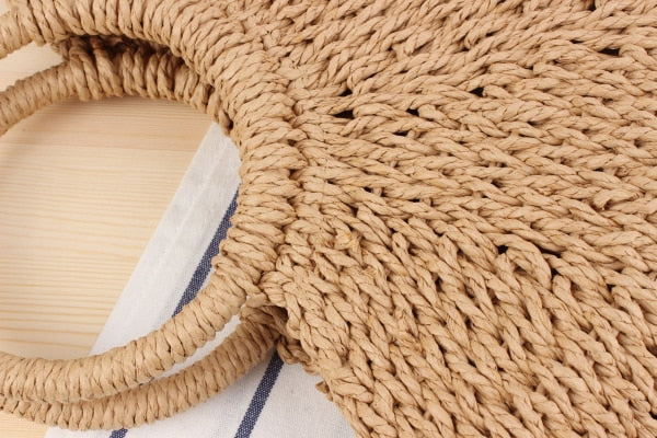 Straw Summer Bag with Round Handle and a Strap - SunsetFashionLA