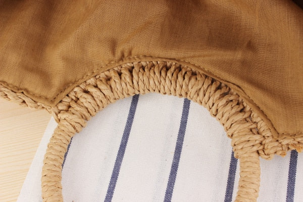 Straw Summer Bag with Round Handle and a Strap - SunsetFashionLA