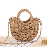 Straw Summer Bag with Round Handle and a Strap - SunsetFashionLA