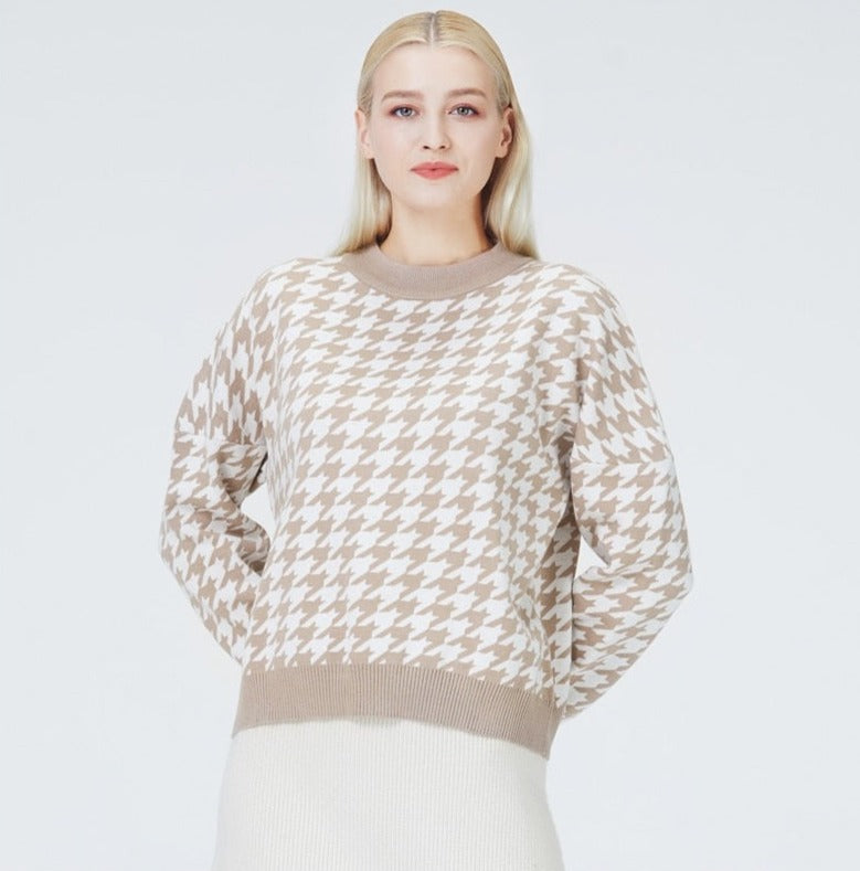 Tayla Houndstooth Sweater - SunsetFashionLA