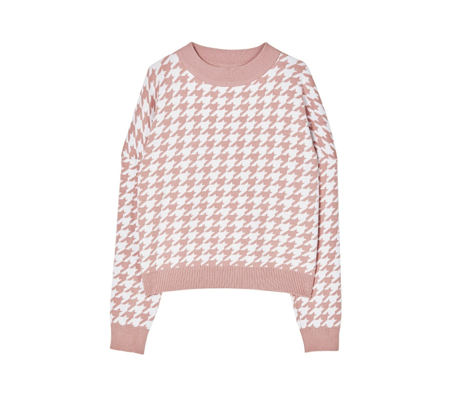Tayla Houndstooth Sweater - SunsetFashionLA