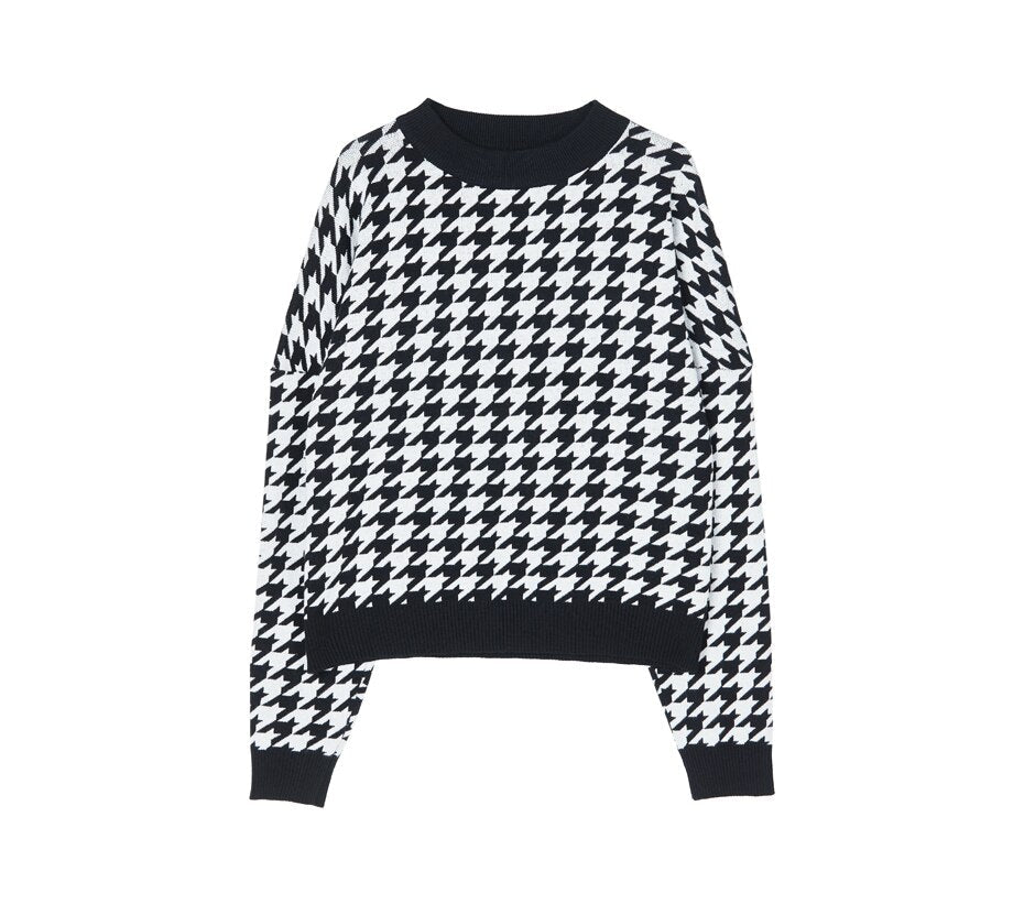 Tayla Houndstooth Sweater - SunsetFashionLA