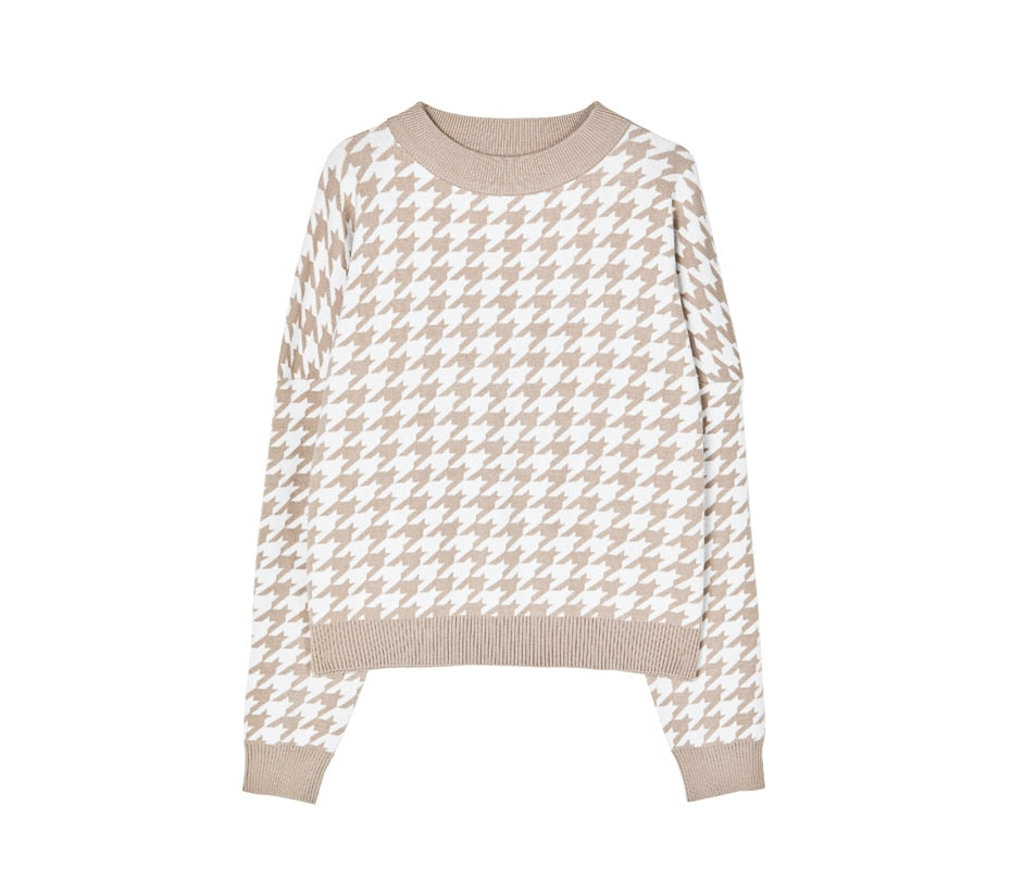 Tayla Houndstooth Sweater - SunsetFashionLA